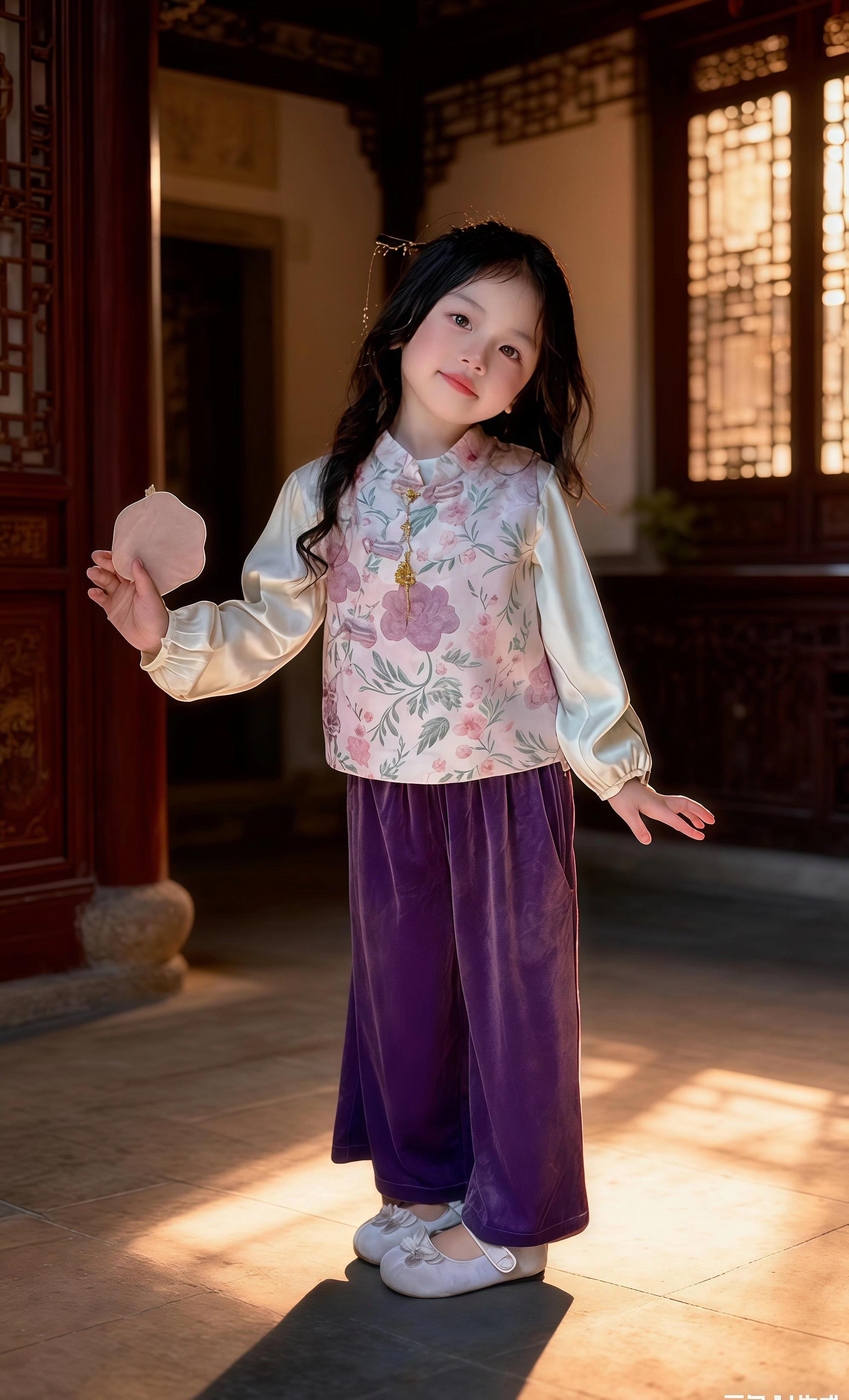 女童新中式国风套装。#童装上新 #女童套装 #女童汉服 #童装汉服 #套装穿搭