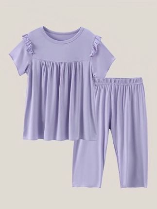 #女童莫代尔睡衣 #中大童睡衣套装 #女童夏季睡衣 #七分裤睡衣套装
