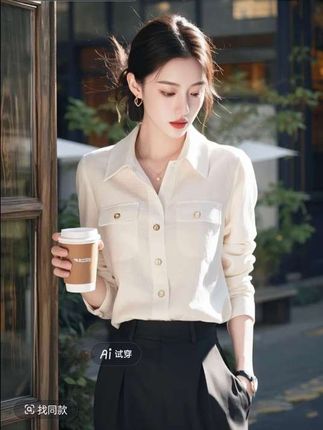 #好物推荐🔥 法式高级感超好看独特漂亮衬衫女秋季气质白色Polo领洋气通勤小衫#时髦穿搭 #最漂亮的衬衫