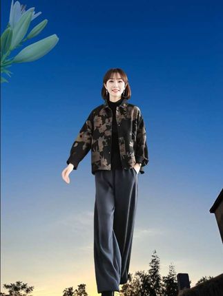 秋季新款宽松洋气洗水棉外套,休闲加绒印花上衣#春秋新款 #洋气减龄 #优雅气质 #简约大气 #穿出自己的风格 @DOU+小助手