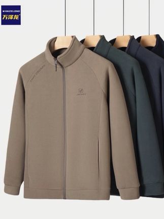 秋冬休闲男外套中老年抓绒衣保暖摇粒绒男爸爸装立领双面绒夹克 #品质男装 #夹克 #外套 #中老年穿搭 #保暖又好看