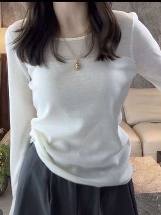 流光风春秋针织打底衫内搭女款2025秋季新品气质长袖修身显瘦上衣#面料柔软舒适#时尚百搭#遮肉显瘦 #谁穿谁好看#简约休闲时尚