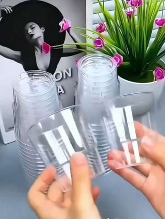 一次性航空水晶杯,加厚加硬高透杯,商用办公茶水杯太空杯#手工