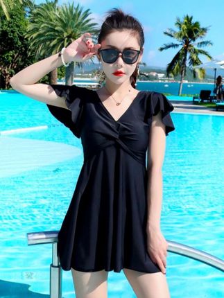 女士夏季纯色加肥分体泳衣,遮肚显瘦保守大码宽松泳装#女士泳衣 #女士分体式泳衣 #女士大码泳衣 #遮肉显瘦泳衣 #保守大码泳衣