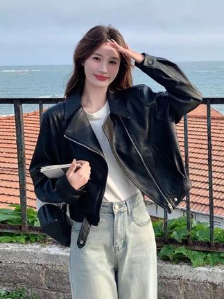 秋季现货!休闲宽松显瘦时尚短款洋气百搭小皮衣2318#高级感穿搭 #宽松显瘦 #短款皮衣外套 #时尚百搭 #谁穿都好看