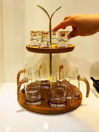 旭东好物 中式无铅小号一口杯分酒器白酒杯酒盅酒具杯架套装#白酒杯家用#一口杯分酒器#颜值高 #高端大气 #提升幸福感好物