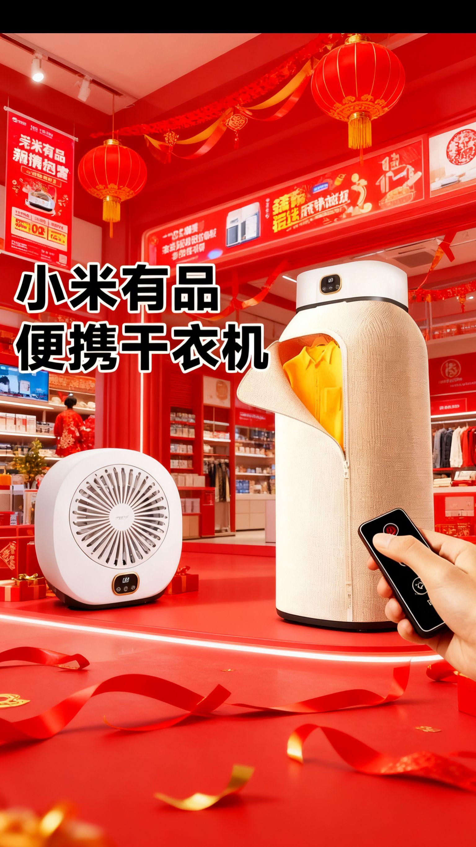 🌧️梅雨季/回南天必备!小米有品便携干衣机 烘干+杀菌二合一,衣服干爽又卫生 一键操作超省心,租房/家用都合适 小黄车直达,让每一件衣服都“速干自由”