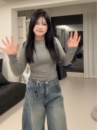 #打底衫搭配 #阔腿裤女 #微胖穿搭