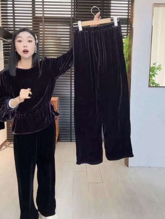 #丝绒长裤 100桑蚕丝真丝丝绒窄版宽松显瘦口袋直筒丝绒长裤KA32#窄版裤 #直筒裤#长裤#女装穿搭 #面料柔软舒适 @DOU+上热门 @DOU+小助手