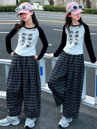 #春秋穿搭 #潮童穿搭 #高品质童装 #休闲穿搭 #韩版新款秋季格子裤套装。