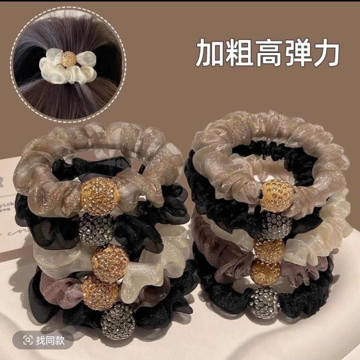 欧根纱高弹力皮筋。爆款带钻欧根纱高马尾皮筋女高弹力皮筋可爱简约网纱钻圈甜美优雅#高弹力皮筋#欧根纱#dou+小助手上热门