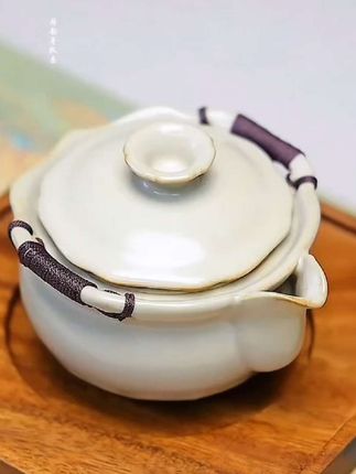 唐丰汝窑盖碗茶杯单个高档泡茶壶手抓壶茶具茶碗带盖一人泡茶杯#不烫手盖碗#盖碗手抓壶#今天你喝茶了吗
