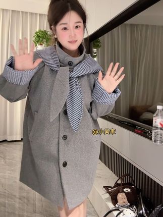#学院风穿搭 #大码搭配 #毛呢外套 #秋冬新款 好好看