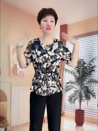 【香云缎】7775遮肉显瘦气质短袖小衫衬衣#短袖小衫 #小衫衬衫