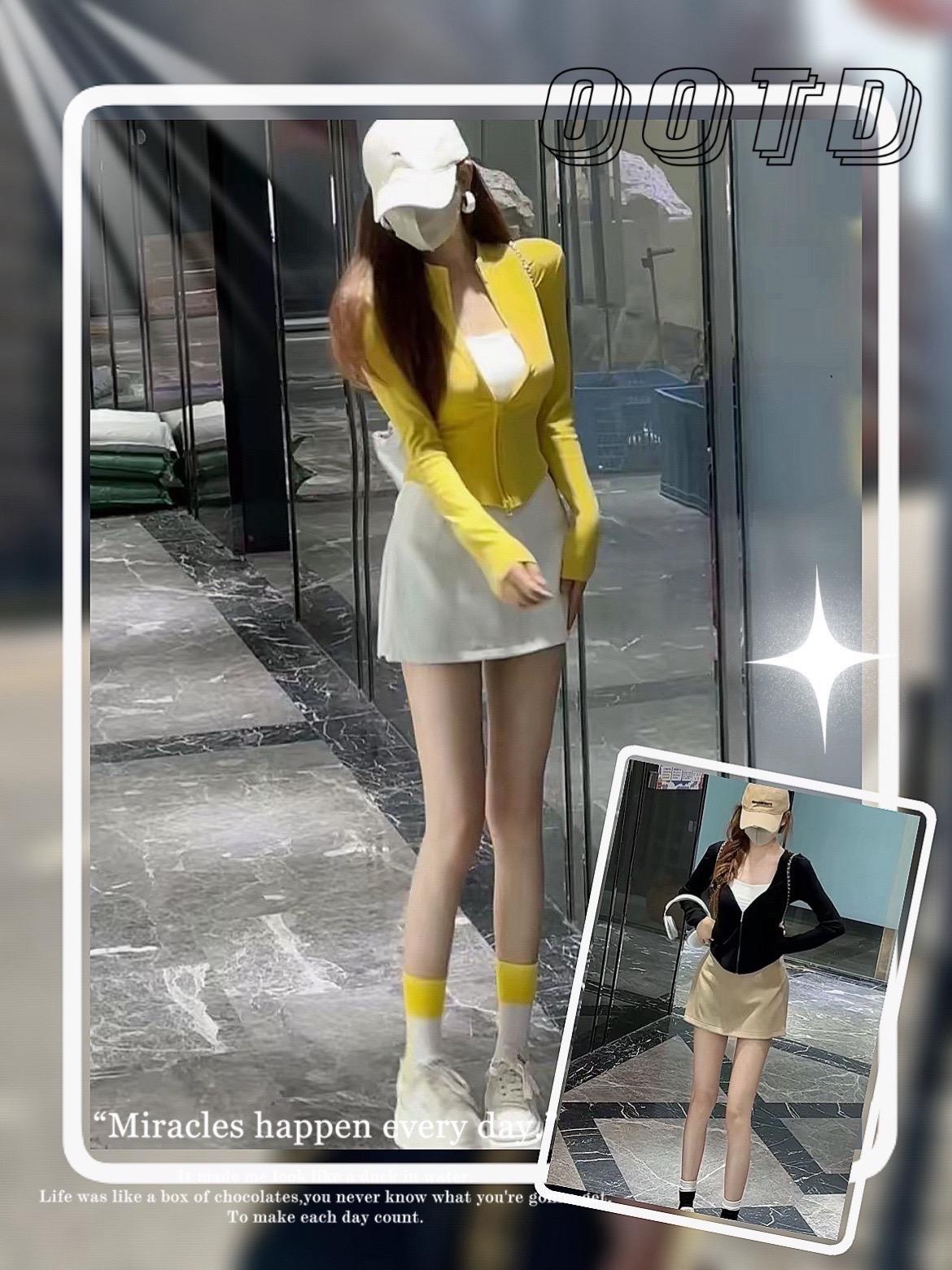 #抖音图文来了 #辣妹穿搭 #ootd穿搭 #甜美穿搭 #短裙穿搭 双拉链包臀开叉短裙