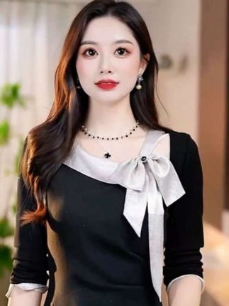 蝴蝶结优雅装饰法式收腰长裙2025秋季新款洋气百搭显瘦连衣裙#遮肉显瘦穿搭 #裙装穿搭 #日常搭配 #穿出女人味