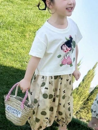 新款女童夏季荷花套装女宝宝短袖灯笼裤轻簿两件套#夏季穿搭 #高品质童装 #母婴好物 #夏款穿搭 #穿搭搭配
