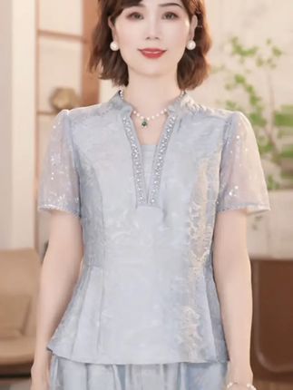 年轻妈妈夏季套装女装中国风休闲短袖时尚套装夏装休闲风复古时尚@DOU+上热门