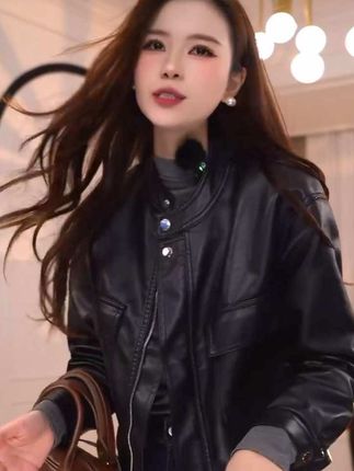 现货 新款 休闲小皮衣 外套女 宽松显瘦机车时尚短款洋气百搭#百搭外套#休闲外套#宽松版型 #女装#时尚穿搭