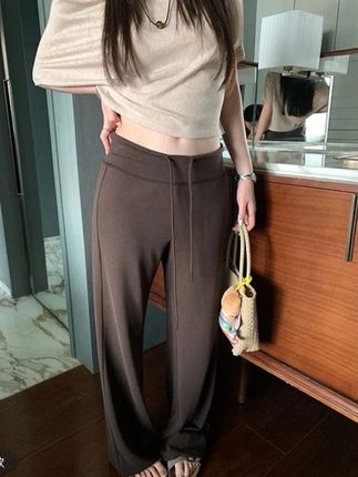 孕妇裤子2025新款长裤阔腿裤慵懒风早秋拼接纯色休闲裤时髦春秋季#夏季#时尚#显瘦#百搭#女装