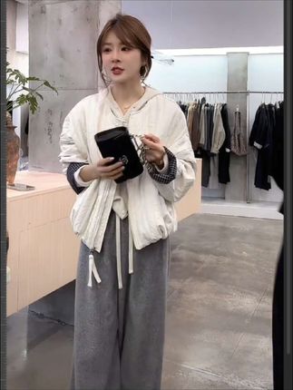 #棉服 #加厚外套 #宽松外套 #韩版穿搭 #休闲裤