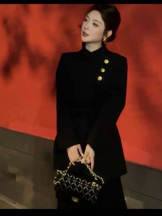 #冬款外套#中长款大衣 #气质穿搭 #高端大气上档次这也太漂亮了 #呢子大衣 2025秋冬新款呢子大衣显瘦黑色郝本风西装高级感外套气质上衣