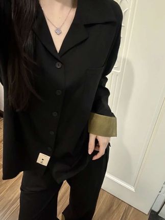 法式老钱风橄榄绿撞色睡衣女春秋季新款居家服长袖长裤套装可外穿#老钱风 #睡衣 #秋季新款 #家居服 #可外穿睡衣