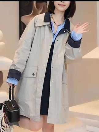 韩版设计感两面穿风衣外套秋季新宽松显瘦小个子中长款上衣#风衣 #外套穿搭 #简约风 #轻奢女装 #高级感穿搭