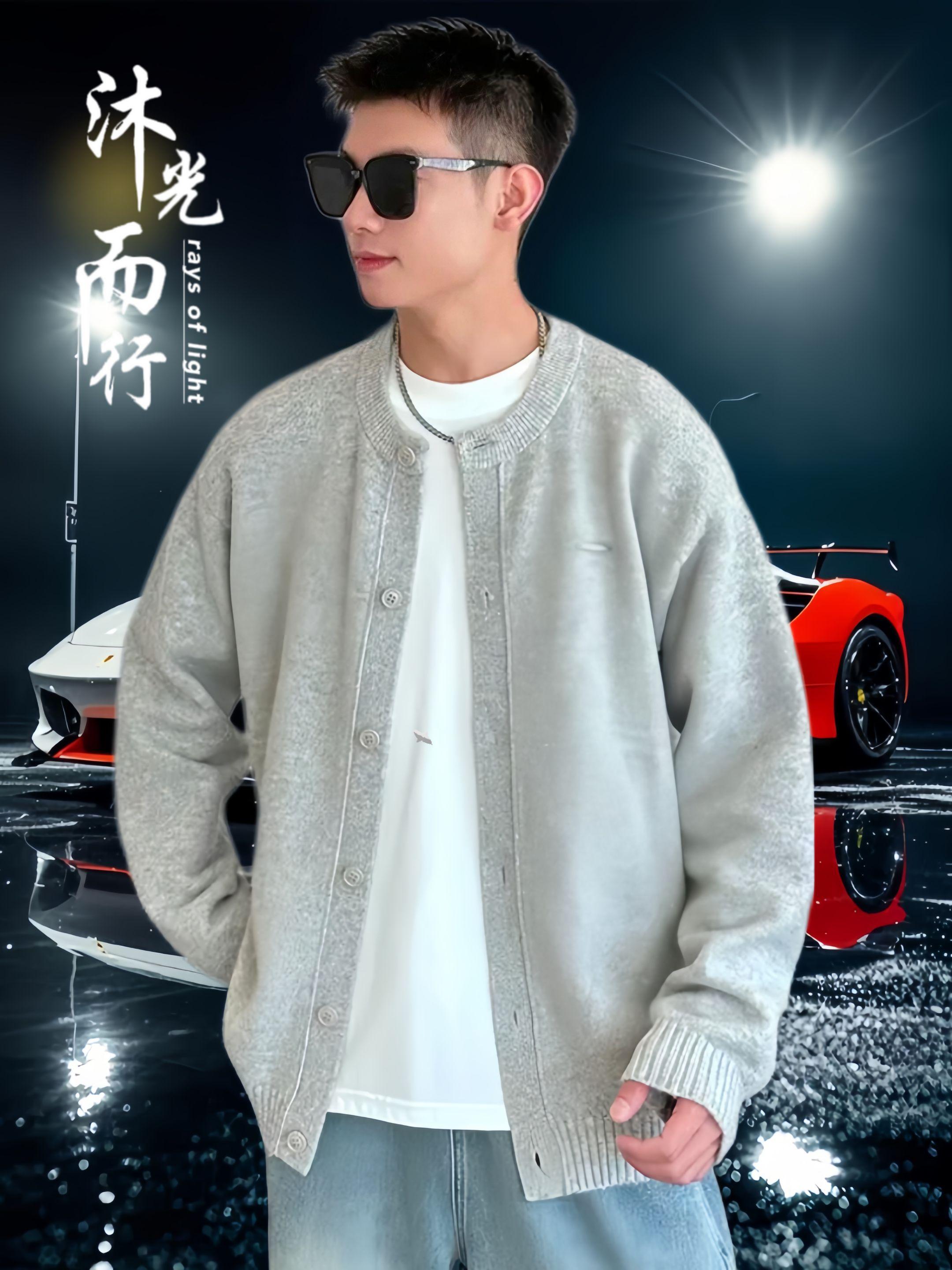 【时尚起易】潮流后背字母印花韩版春秋羊毛针织衫休闲百搭宽松外套#潮流时尚穿搭 #帅气穿搭 #潮牌穿搭 #街头穿搭 #时髦穿搭