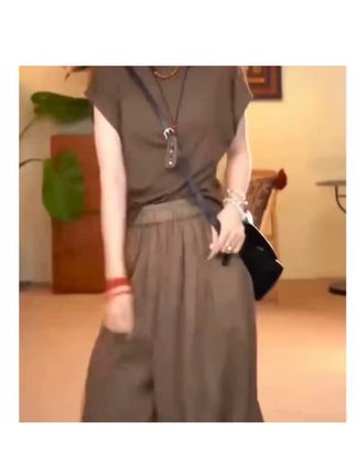 时尚新款收腰显瘦上衣垂感阔腿裤女装