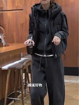 慵懒风休闲运动套装女2025秋季新款时尚洋气连帽卫衣阔腿裤两件套#休闲减龄穿搭 #显高显瘦显腿长 #时尚气质穿搭 #慵懒风穿搭 #运动套装