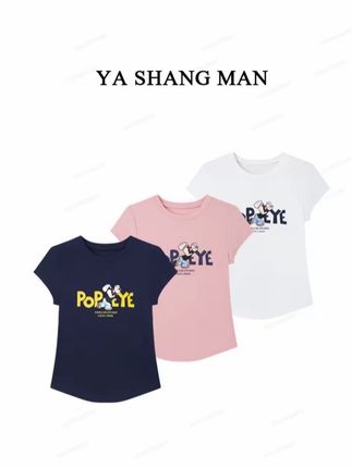 YASHANGMAN2025休闲运动纯色百搭印花T恤 T25937#百搭t恤 #休闲穿搭 #短䄂t恤 #夏日必备 #百搭上衣