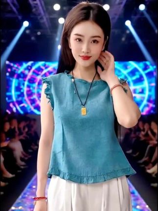 #女性穿搭 休闲简约花边无袖上衣阔腿裤套装女2025夏季新款小个子两件套女装#美不美你说了算 @创作灵感小助手 @抖加🔥上热门🔥dou+🔥热点宝
