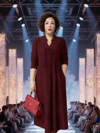 胖妈妈连衣裙提花尺码偏大新款秋冬季高端大牌中老年女装国风高档#谁穿谁好看 #婚庆礼服 #穿出自信穿出美丽 #时尚气质穿搭 #遮肉显瘦穿搭