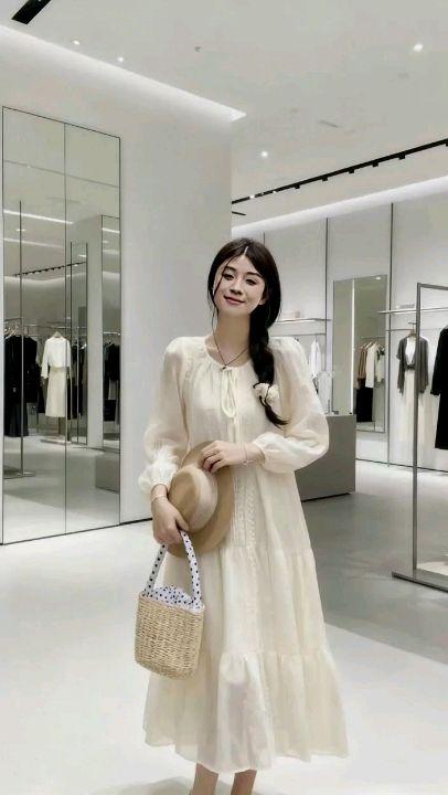 法式复古蕾丝刺绣宽松显瘦长裙甜美仙女裙,宽松显瘦又减龄,洋气大方,小个子和微胖也能轻松驾驭~#胖瘦都能穿 #谁穿谁好看 #连衣裙 #高级感 #女人味