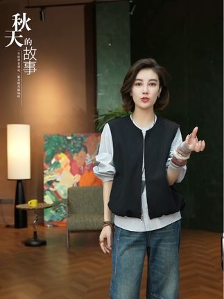 Syan【双子星】秋季新款时尚百搭小众假两件轻奢款设计感卫衣#时尚休闲穿搭 #简约大气 #减龄气质 #宽松显瘦