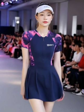 泳衣女款新款遮肚显瘦连体女士保守大码泡温泉游泳衣#运动穿搭 #连体泳衣 #运动健身