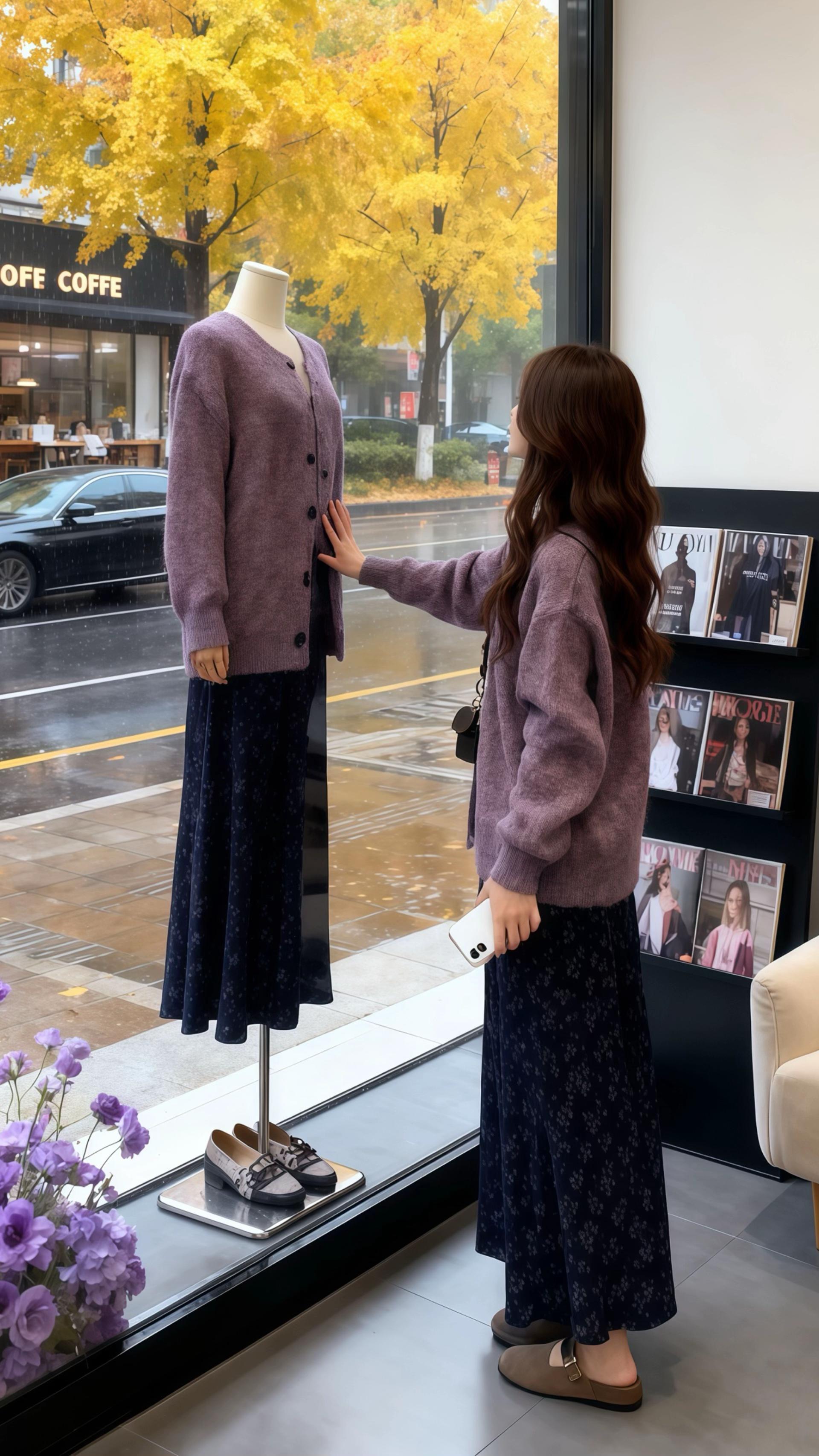 #慵懒风穿搭#韩系穿搭#温柔风穿搭#碎花裙#针织开衫