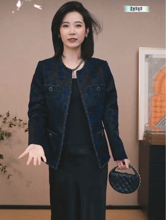 CHENSMCHEN 漳缎戴春明圆领长袖外套女轻奢精致气质上衣CSW7533TT#高级感穿搭 #优雅气质 #复古穿搭 #女神穿搭