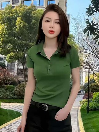 纯棉poIo领短袖#优雅气质 #百搭上衣 #高级感穿搭 #春秋新款 #面料舒适透气