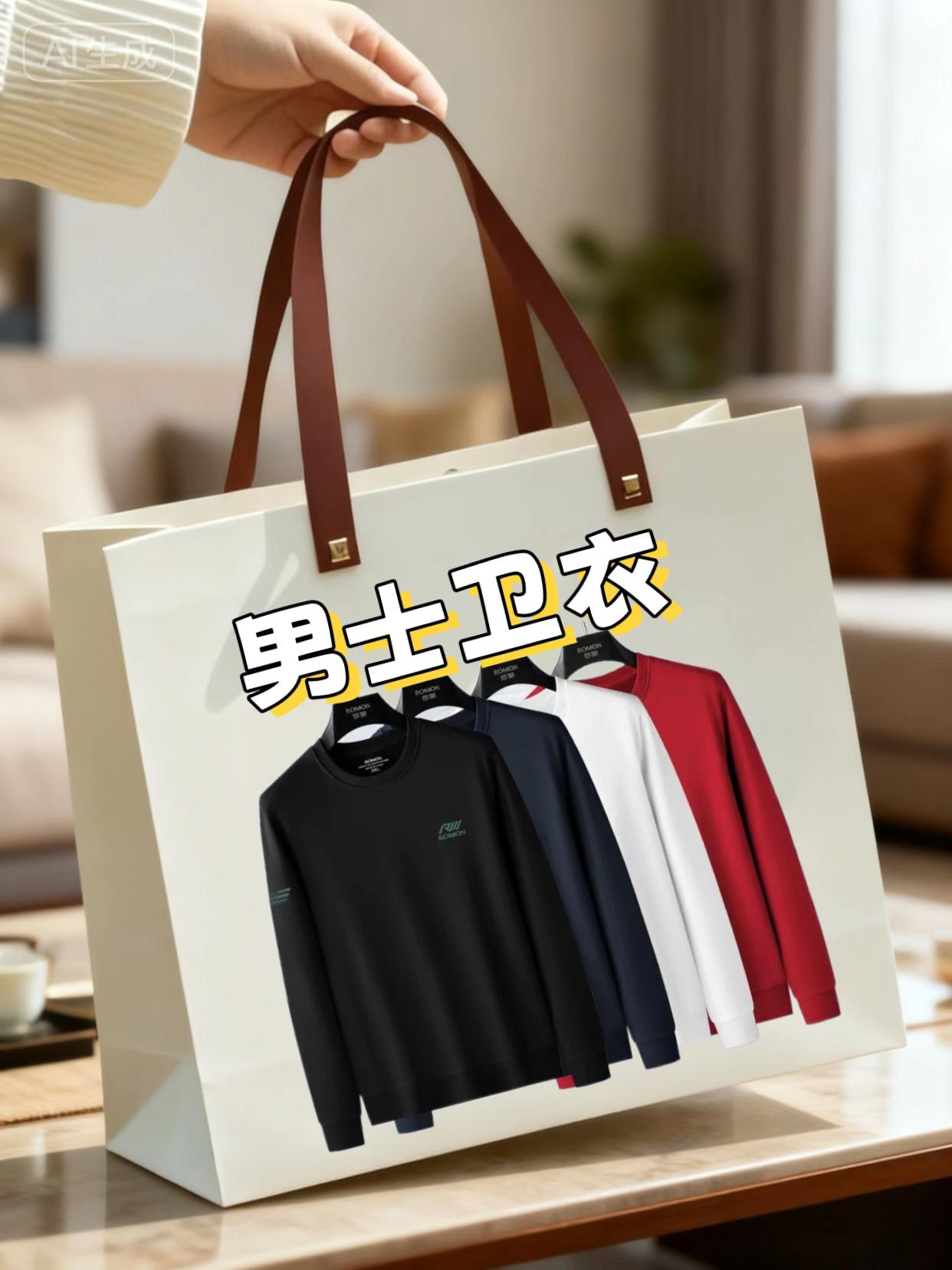 Romon/罗蒙春秋男士圆领卫衣新款休闲潮流亲肤时尚套头长袖上衣#通勤搭配 #抖音推广 #时尚穿搭 #潮流穿搭 #强烈推荐