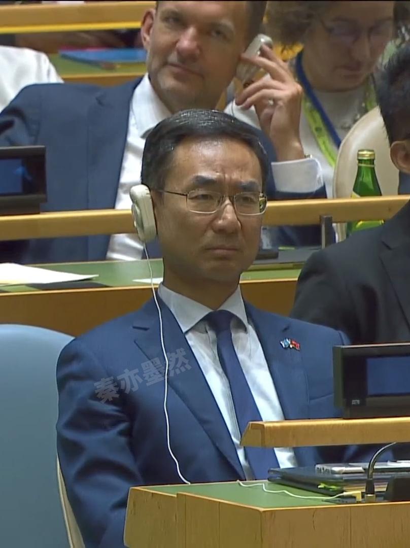 真是难为中国代表团成员了,看了将近一个小时的“傻子”演讲#秦亦墨然
