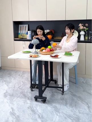 #折叠餐桌 长方形餐桌#美观实用 #桌子#可移动桌子@DOU+小助手