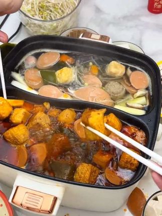 荣事达电煮锅,鸳鸯大容量不粘,宿舍家用一锅搞定,超方便!
