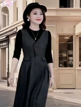 初秋新品花边领口简约优雅显瘦假两件连衣裙#气质女神穿搭 #夏日穿搭小心机#盛夏穿搭扫货季#夏季梨形身材穿搭 #夏季干净风穿搭#@DOU+小助手