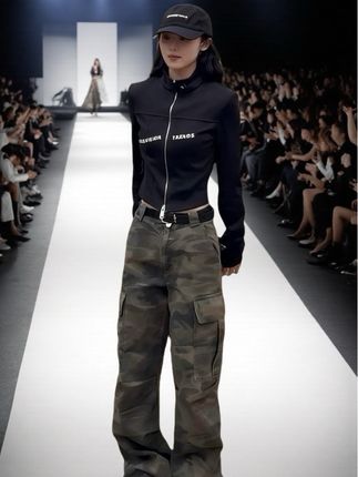 美式复古迷彩工装裤女2025秋季高街嘻哈宽松微喇垂感休闲拖地裤子#工装裤#美式复古工装裤 #酷女孩穿搭 #时尚洋气 #显高显瘦显腿长