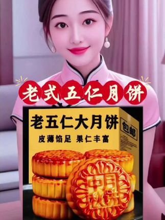 老五仁大月饼老式五仁月饼黑芝麻豆沙水果多口味糕点独立包装#月饼 #五仁月饼 #皮薄馅大 #健康美食 #强烈推荐