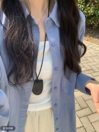 蓝色水洗纯棉衬衫女2025年秋季慵懒风宽松百搭休闲风长袖衬衣外套#爆款热卖中 #好物推荐🔥 #超便宜超划算 #谁穿谁好看#衬衫