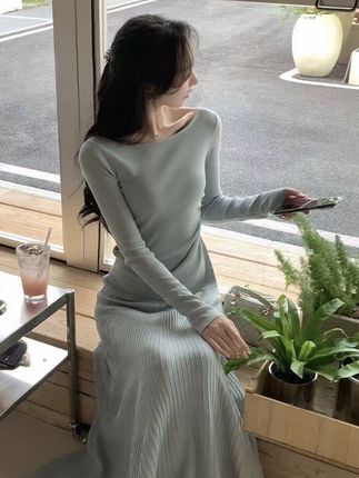 简约知性温柔穿搭套装女秋2025新款气质上衣半身裙老钱两件套#针织连衣裙#早秋穿搭 #气质穿搭 #优雅气质 #显瘦修身