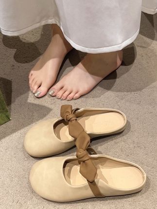 半拖鞋懒人鞋女外穿网红新款赫本风夏季软平底法式外出包头凉拖鞋#便宜又好穿 #凉拖鞋 #上脚舒适 #包头凉拖鞋 #平底单鞋